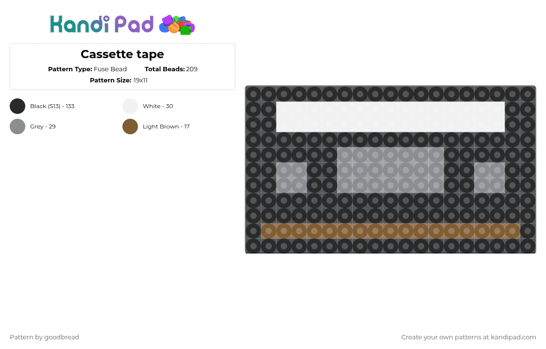 Cassette tape - Fuse Bead Pattern by goodbread on Kandi Pad - 