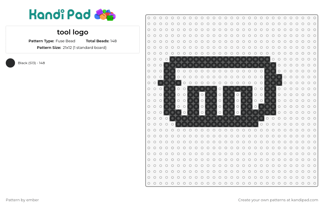tool logo - Fuse Bead Pattern by ember on Kandi Pad - tool,music,band,representation,emblem,classic,monochromatic tones,rock,iconic,fandom