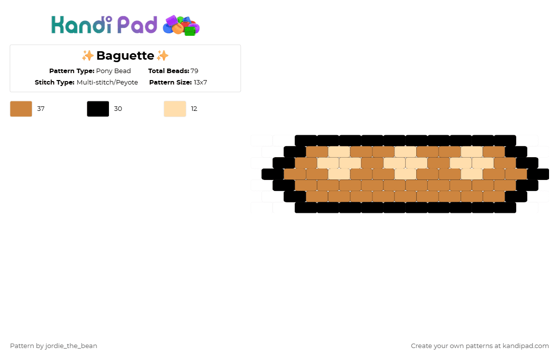 ✨Baguette✨ - Pony Bead Pattern by deleted_user_925451 on Kandi Pad - orange,bread,french,charm