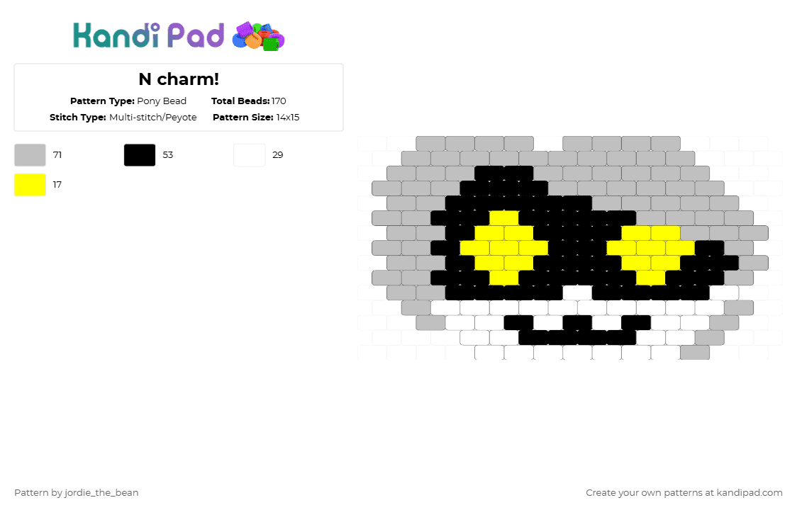 N charm! - Pony Bead Pattern by deleted_user_925451 on Kandi Pad - beige,n,murderdrones,charm