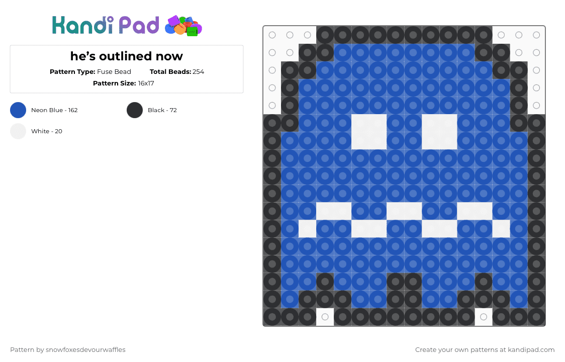 he’s outlined now - Fuse Bead Pattern by snowfoxesdevourwaffles on Kandi Pad - blue