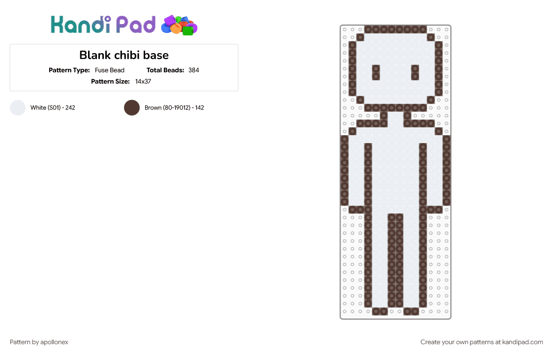 Blank chibi base - Fuse Bead Pattern by apollonex on Kandi Pad - brown, white