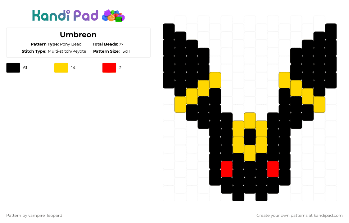 Umbreon - Pony Bead Pattern by vampire_leopard on Kandi Pad - black,yellow