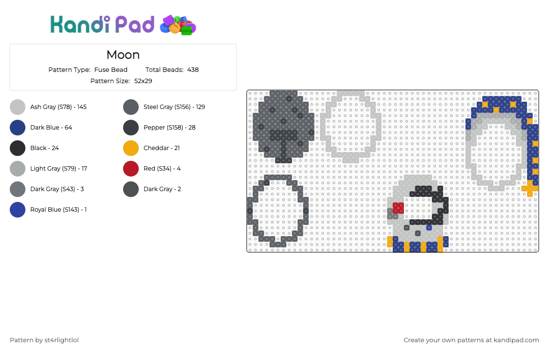 Moon Tamagotchi FNAF (DONT REPOST) - Fuse Bead Pattern by st4rlightlol on Kandi Pad - gray,beige,blue,fnaf,security breach,moon,tamagotchi