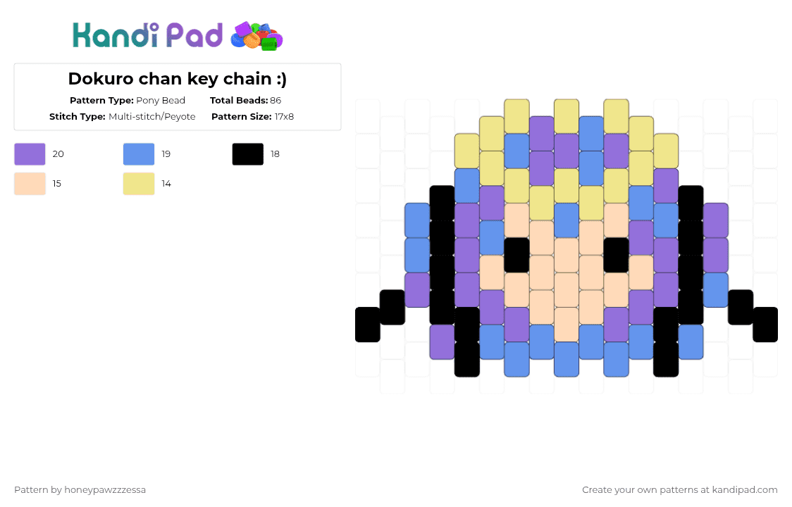 Dokuro chan key chain :) - Pony Bead Pattern by honeypawzzzessa on Kandi Pad - light blue,purple