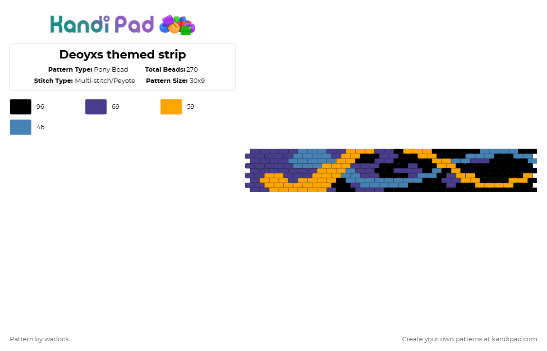 Deoyxs themed strip - Pony Bead Pattern by warlock on Kandi Pad - purple,orange