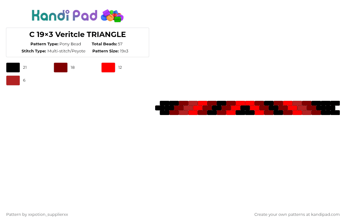 C 19×3 Veritcle TRIANGLE - Pony Bead Pattern by xxpotion_supplierxx on Kandi Pad - brown,red