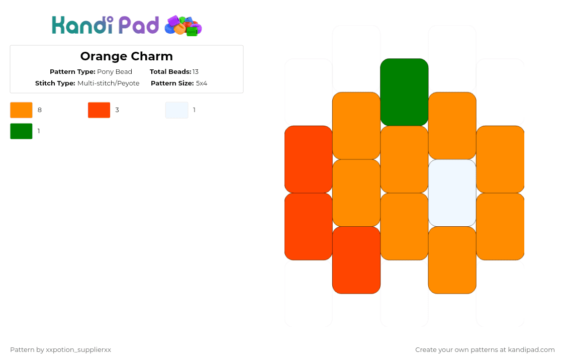 Orange Charm - Pony Bead Pattern by xxpotion_supplierxx on Kandi Pad - orange