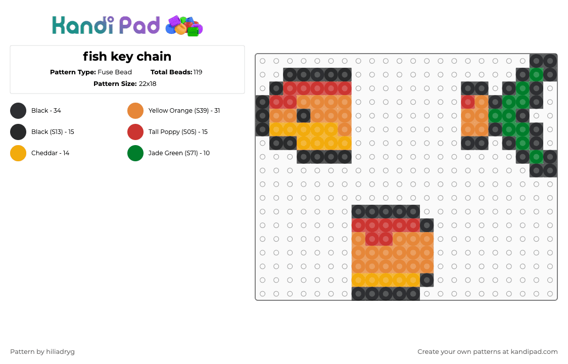fish key chain - Fuse Bead Pattern by hiliadryg on Kandi Pad - orange,fish,keychain