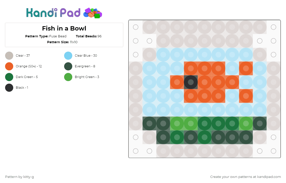 Fish in a Bowl - Fuse Bead Pattern by kitty-g on Kandi Pad - beige,light blue