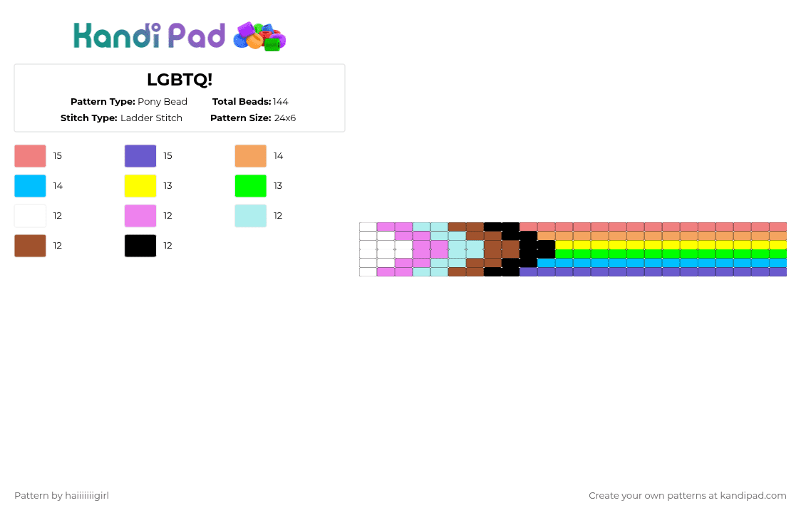 LGBTQ! - Pony Bead Pattern by haiiiiiiigirl on Kandi Pad - light blue,red