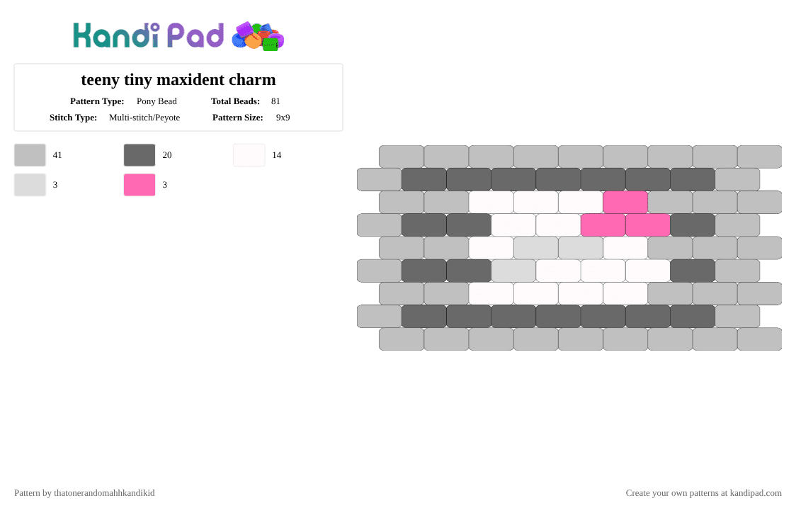 teeny tiny maxident charm - Pony Bead Pattern by happily_anonimous on Kandi Pad - beige, charm, gray, kpop, maxident, music, pink, skz, stray kids