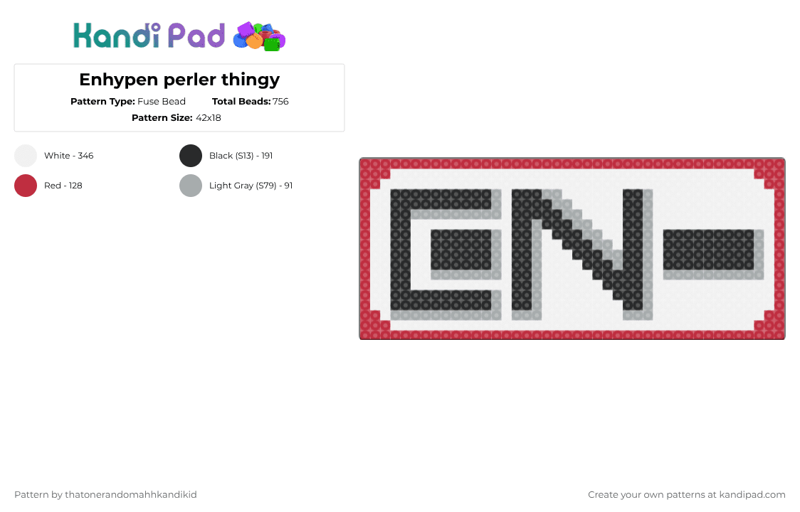 Enhypen perler thingy - Fuse Bead Pattern by happily_anonimous on Kandi Pad - white,gray,red,music,kpop,black