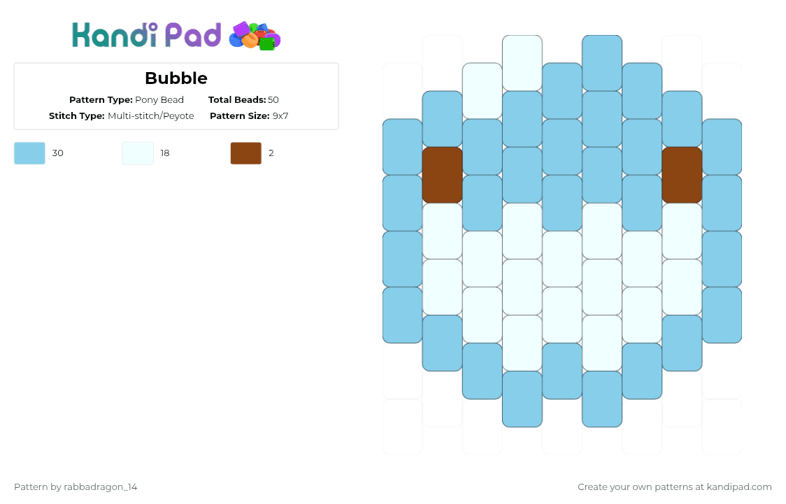 Bubble - Pony Bead Pattern by rabbadragon_14 on Kandi Pad - light blue,tadc,kandi,theamazingdigitalcircus