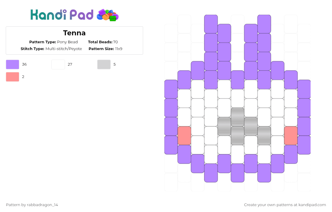 Tenna - Pony Bead Pattern by rabbadragon_14 on Kandi Pad - pink,kandi,charm,tenna,deltarune,tv time,spamton,purple,silver
