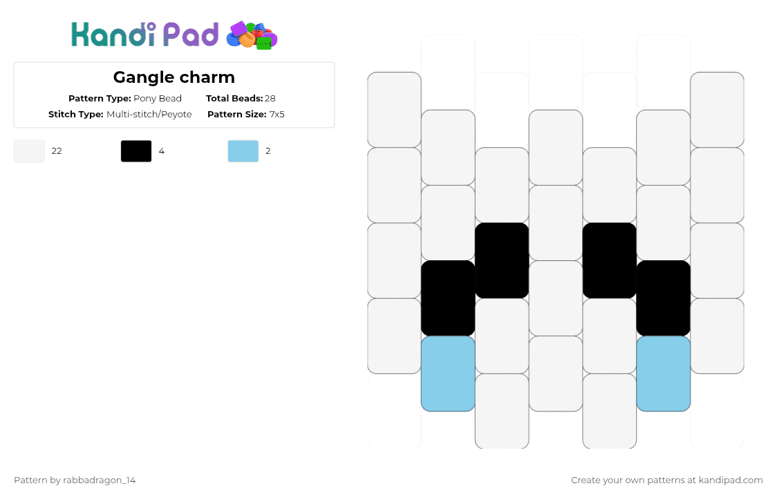 Gangle charm - Pony Bead Pattern by rabbadragon_14 on Kandi Pad - white,kandi,tadc,the amazing digital circus,gangle