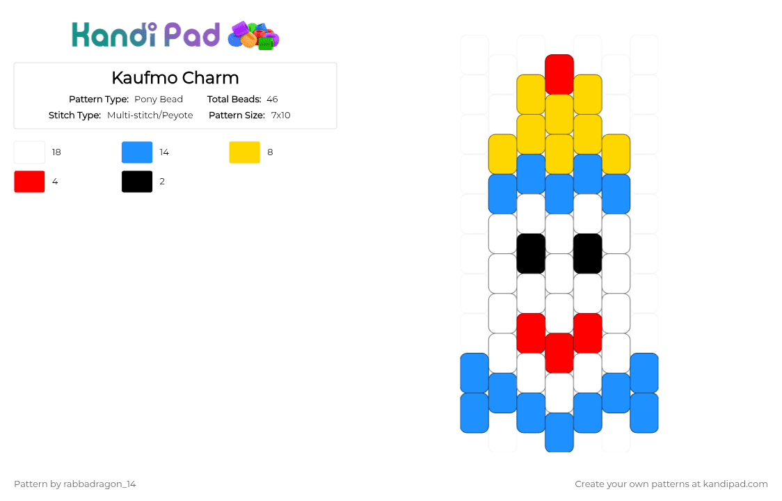 Kaufmo Charm - Pony Bead Pattern by rabbadragon_14 on Kandi Pad - light blue