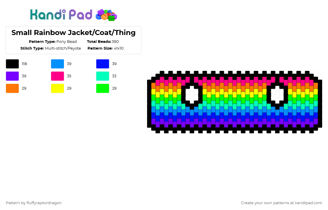 Small Rainbow Jacket/Coat/Thing - Pony Bead Pattern by fluffyraptordragon on Kandi Pad - pink,light blue,purple,rainbow,clothes