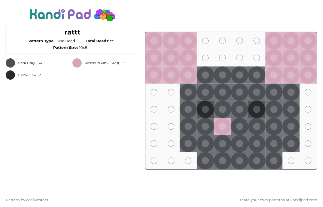 rattt - Fuse Bead Pattern by acelikesrats on Kandi Pad - gray,pink