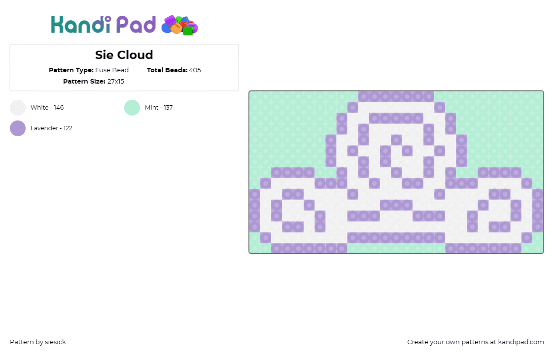 Sie Cloud - Fuse Bead Pattern by siesick on Kandi Pad - cloud,sky