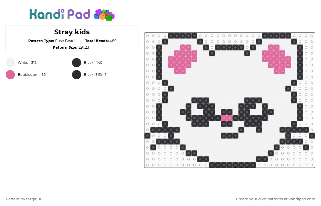 Stray kids - Fuse Bead Pattern by tazgirl88 on Kandi Pad - white