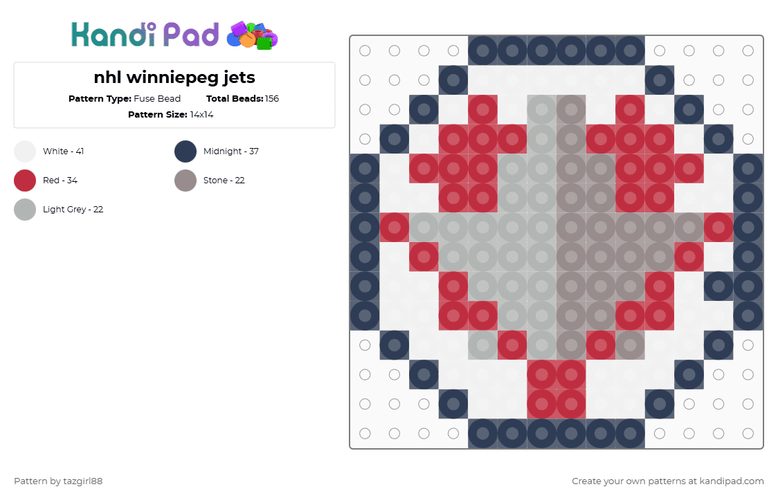 nhl winniepeg jets - Fuse Bead Pattern by tazgirl88 on Kandi Pad - red,purple