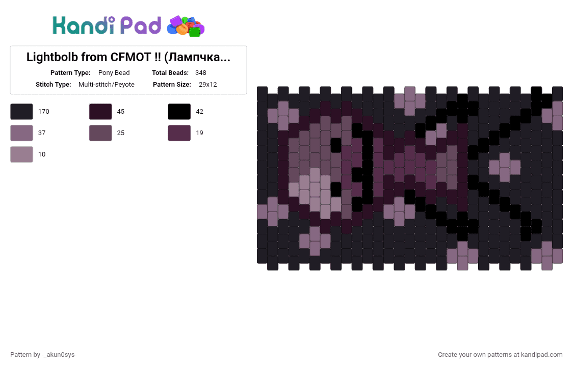 Lightbolb from CFMOT !! (Лампчка от ИНМТ) - Pony Bead Pattern by -_akun0sys- on Kandi Pad - black,pink,gray