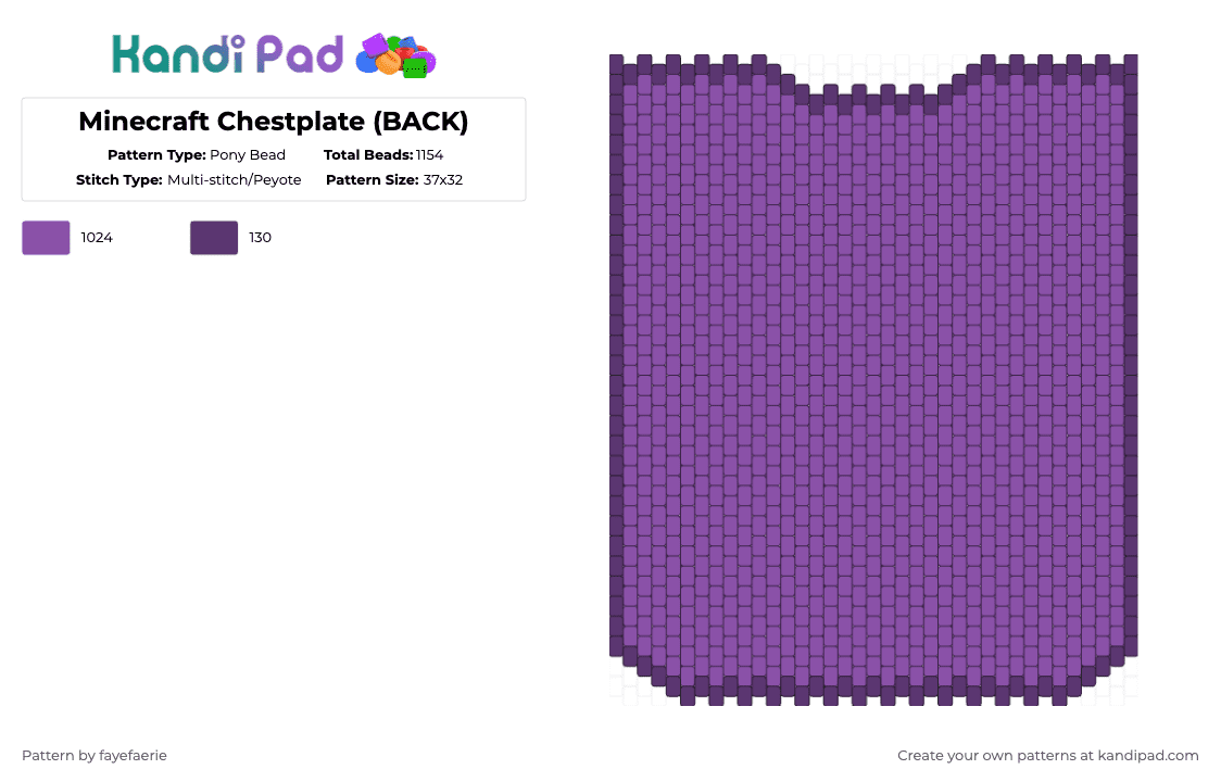Minecraft Chestplate (BACK) - Pony Bead Pattern by fayefaerie on Kandi Pad - pink