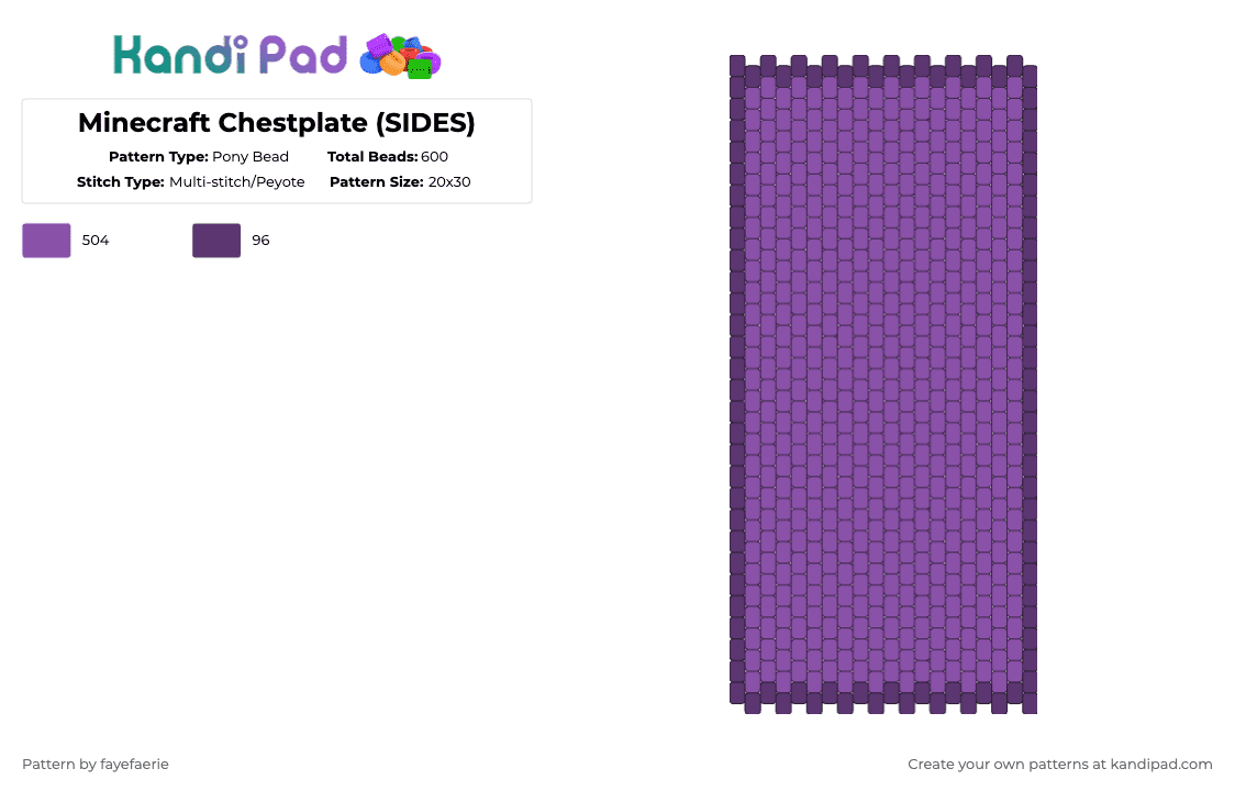 Minecraft Chestplate (SIDES) - Pony Bead Pattern by fayefaerie on Kandi Pad - pink