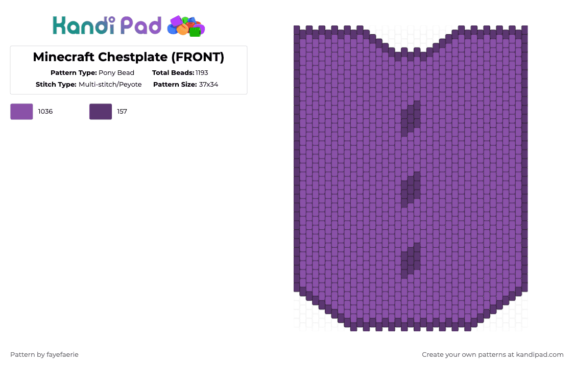Minecraft Chestplate (FRONT) - Pony Bead Pattern by fayefaerie on Kandi Pad - pink