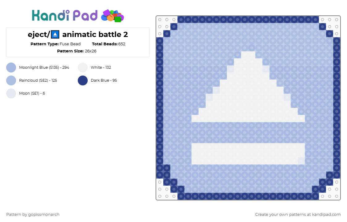 eject/⏏️ animatic battle 2 - Fuse Bead Pattern by gopissmonarch on Kandi Pad - light blue, object show, osc