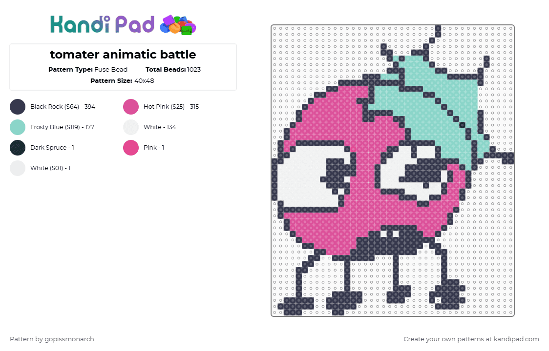 tomater animatic battle - Fuse Bead Pattern by gopissmonarch on Kandi Pad - purple,pink,osc,object show