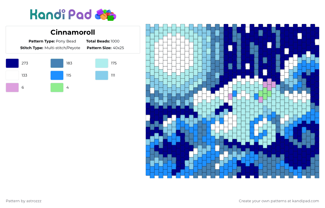 Cinnamoroll - Pony Bead Pattern by astrozzz on Kandi Pad - light blue,blue,purple