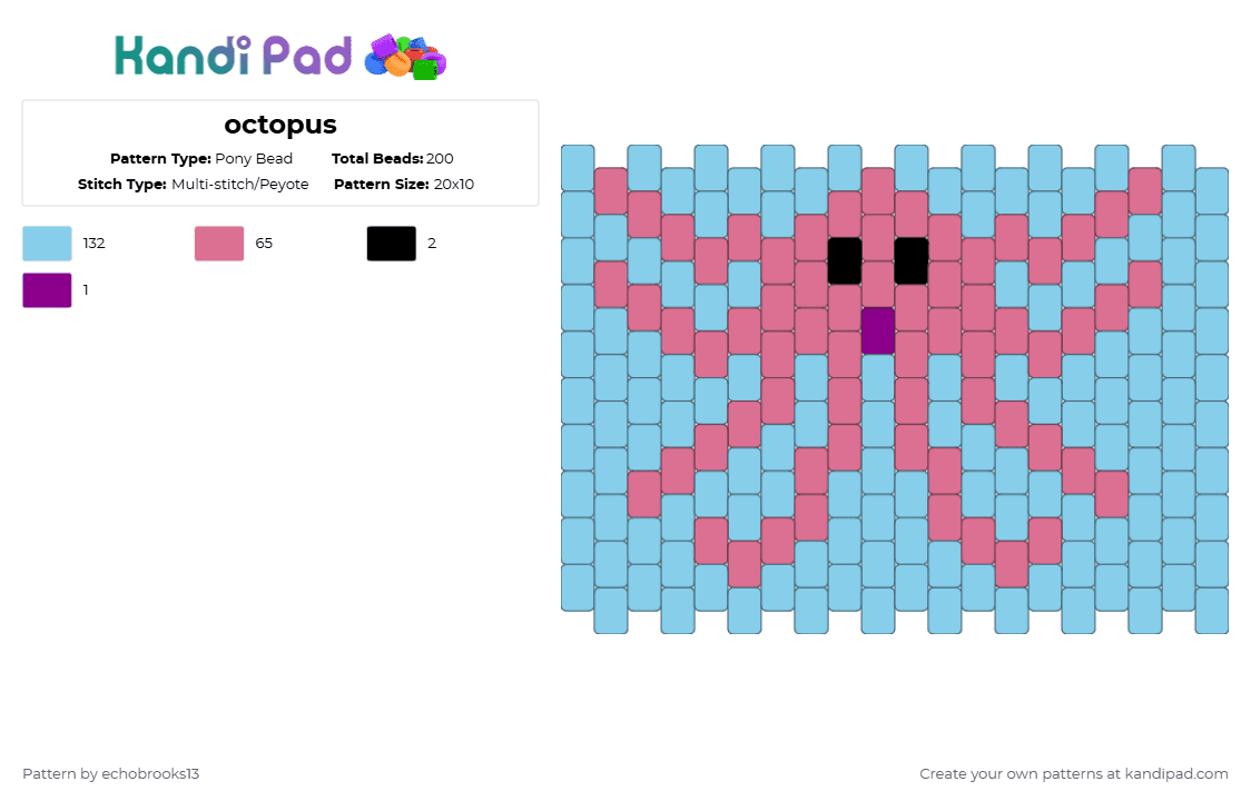 Octopus Padding Octopus Pony Bead Pattern - Kandi Pad | Kandi Patterns, Fuse Bead ...