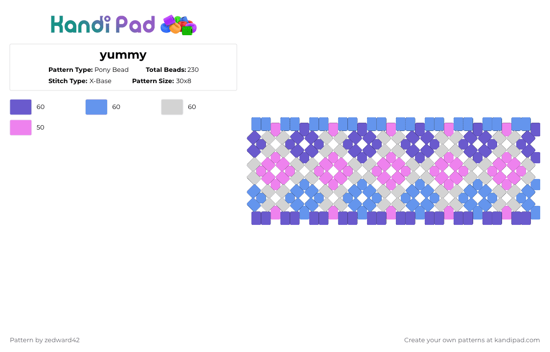 yummy - Pony Bead Pattern by zedward42 on Kandi Pad - blue,light blue