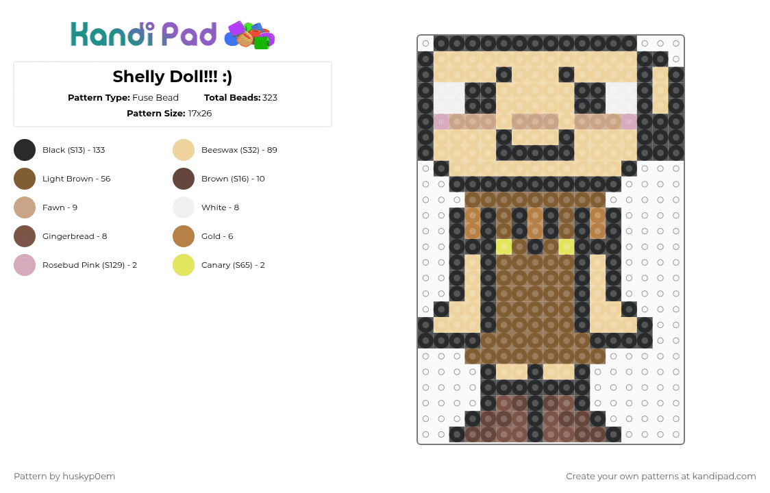 Shelly Doll!!! :) - Fuse Bead Pattern by huskyp0em on Kandi Pad - beige,tan