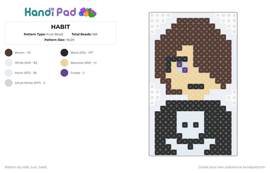 HABIT - Fuse Bead Pattern by codz_luvz_habit on Kandi Pad - brown,everymanhybrid,evan myers,habit everymanhybrid,habit