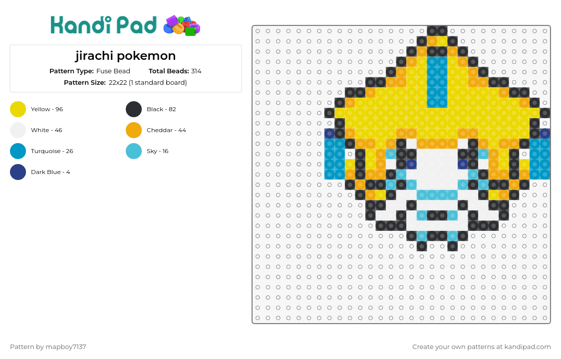 jirachi pokemon - Fuse Bead Pattern by mapboy7137 on Kandi Pad - jirachi,pokemon,enchanting,mythical,whimsy,celestial,magic,aficionados,yellow,blue