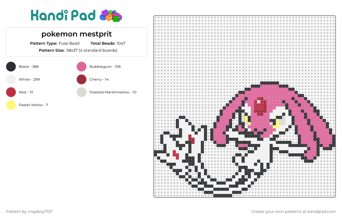 pokemon mestprit - Fuse Bead Pattern by mapboy7137 on Kandi Pad - mesprit,pokemon,psychic,character,gaming,pink,white