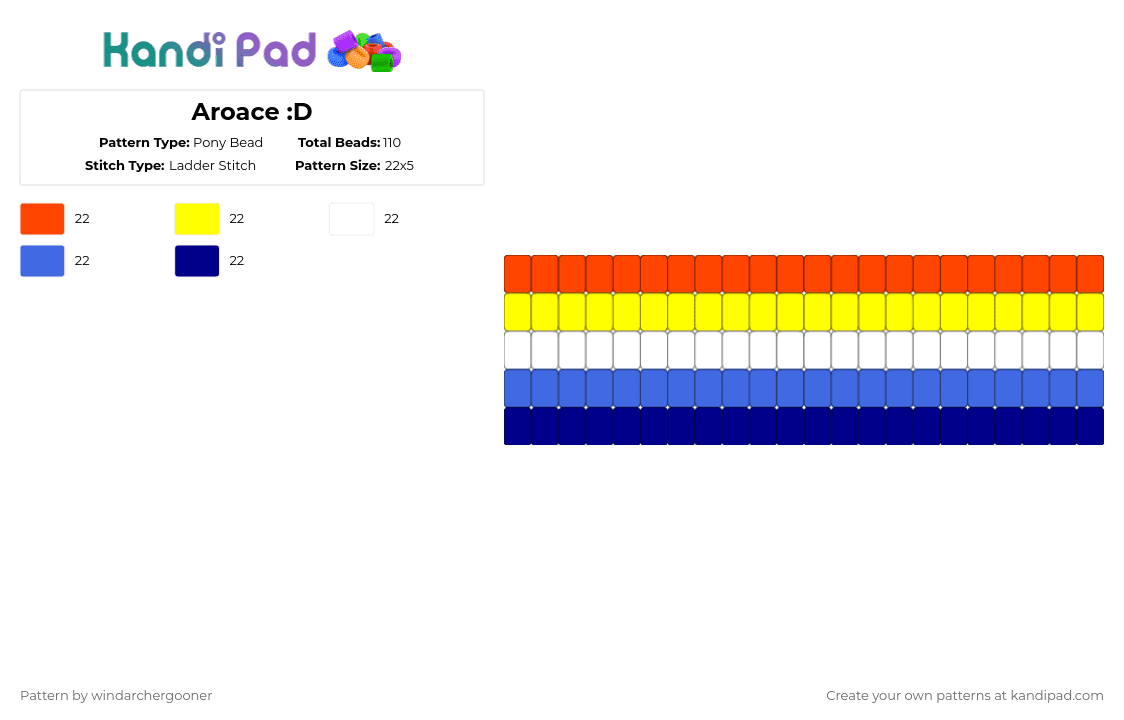Aroace :D - Pony Bead Pattern by windarchergooner on Kandi Pad - red,yellow,blue,purple,pride,aroace
