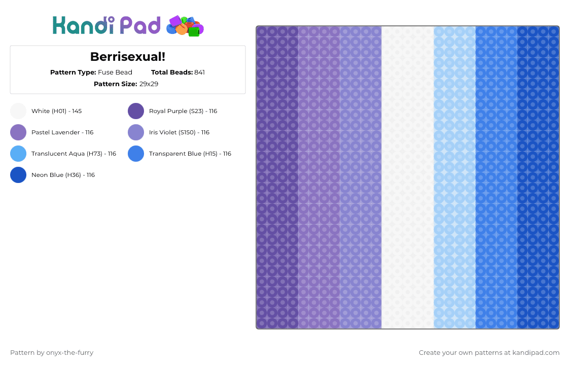 Berrisexual! - Fuse Bead Pattern by onyx-the-furry on Kandi Pad - blue,berrisexual,pride,only for people who have hair,im defs not bald,pride flag