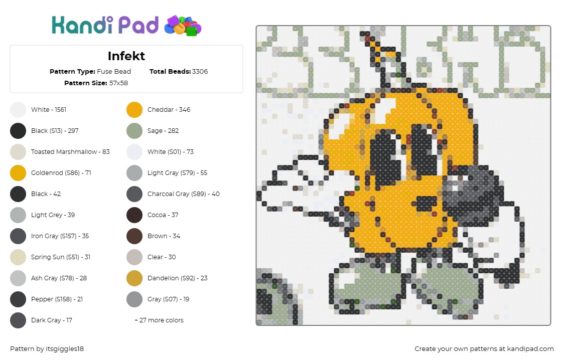 Infekt - Fuse Bead Pattern by itsgiggles18 on Kandi Pad - infekt,veggie friends,pumpkin,microphone,dj,dubstep,music,edm,character,orange,g