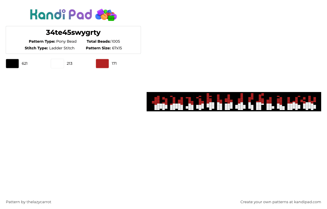 34te45swygrty - Pony Bead Pattern by thelazycarrot on Kandi Pad - red,white