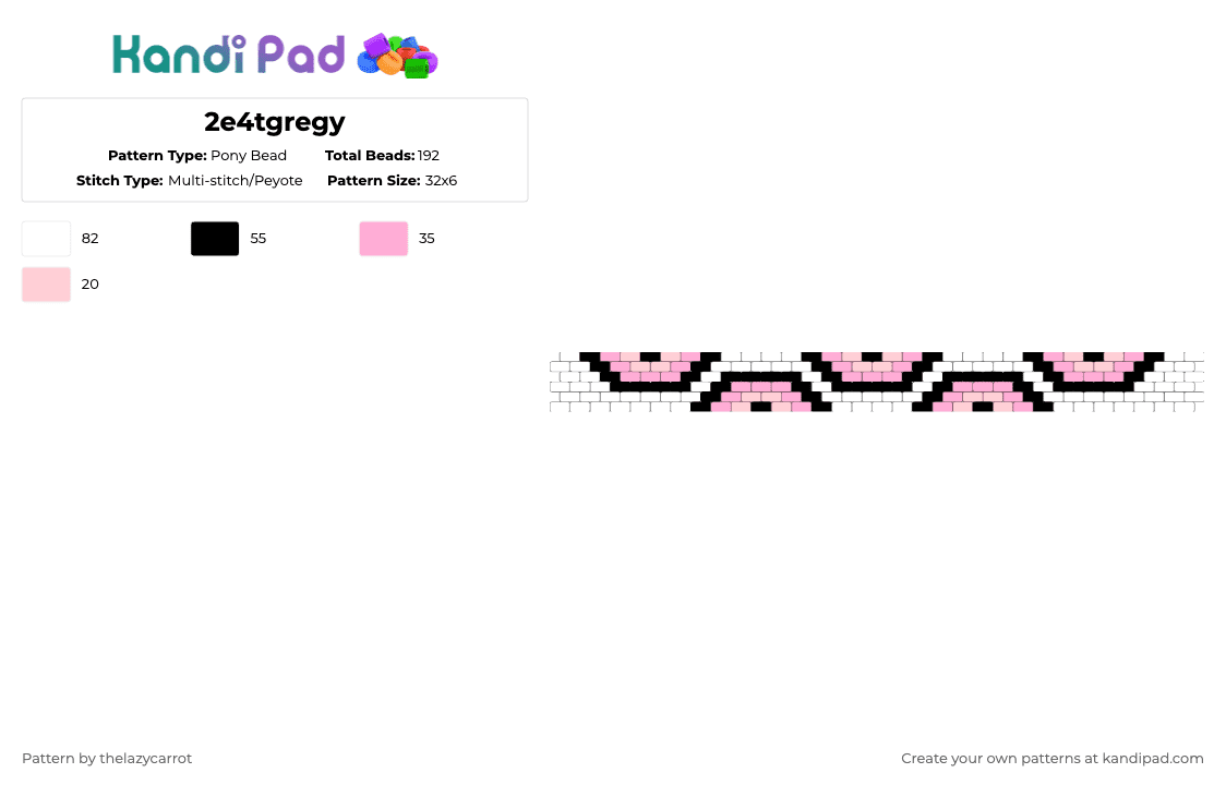 2e4tgregy - Pony Bead Pattern by thelazycarrot on Kandi Pad - white,pink,beige