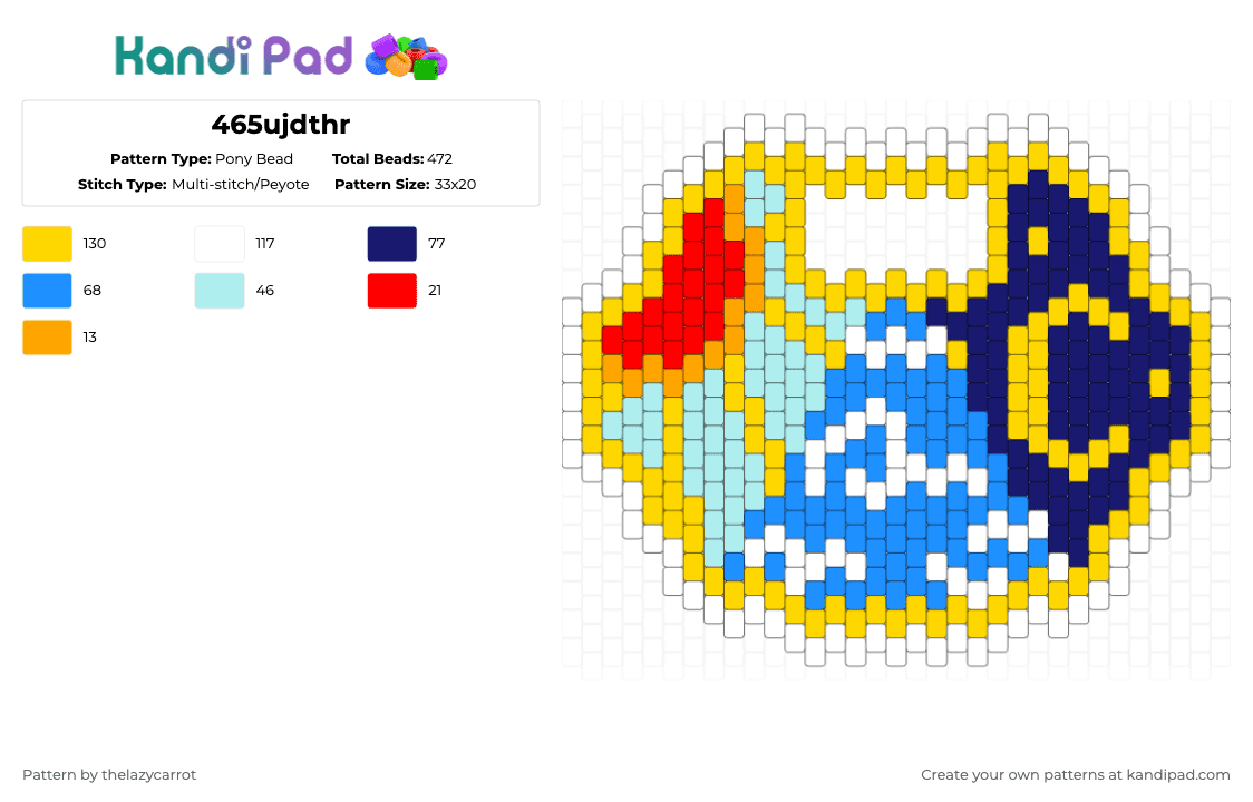 465ujdthr - Pony Bead Pattern by thelazycarrot on Kandi Pad - yellow,purple,light blue