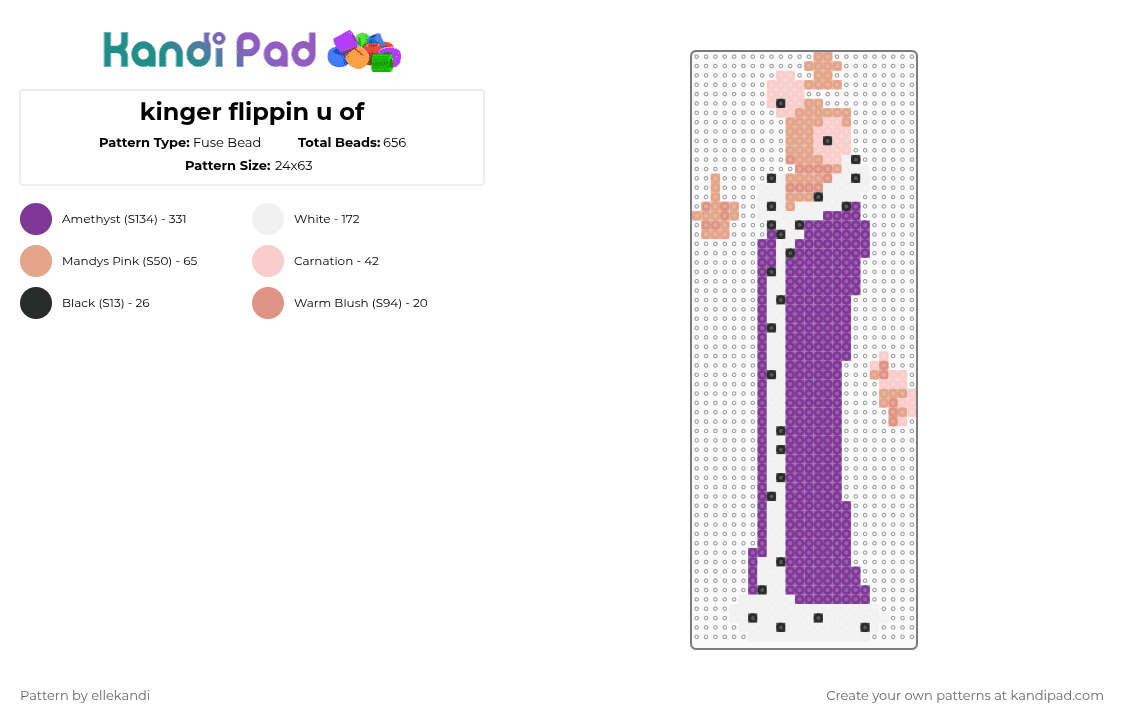 kinger flippin u of - Fuse Bead Pattern by ellekandi on Kandi Pad - pink,beige