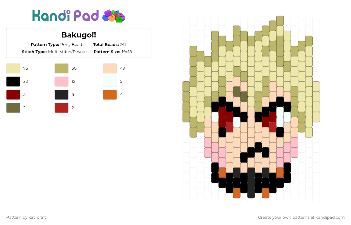 Bakugo!! Pony Bead Pattern - Kandi Pad | Kandi Patterns, Fuse Bead ...