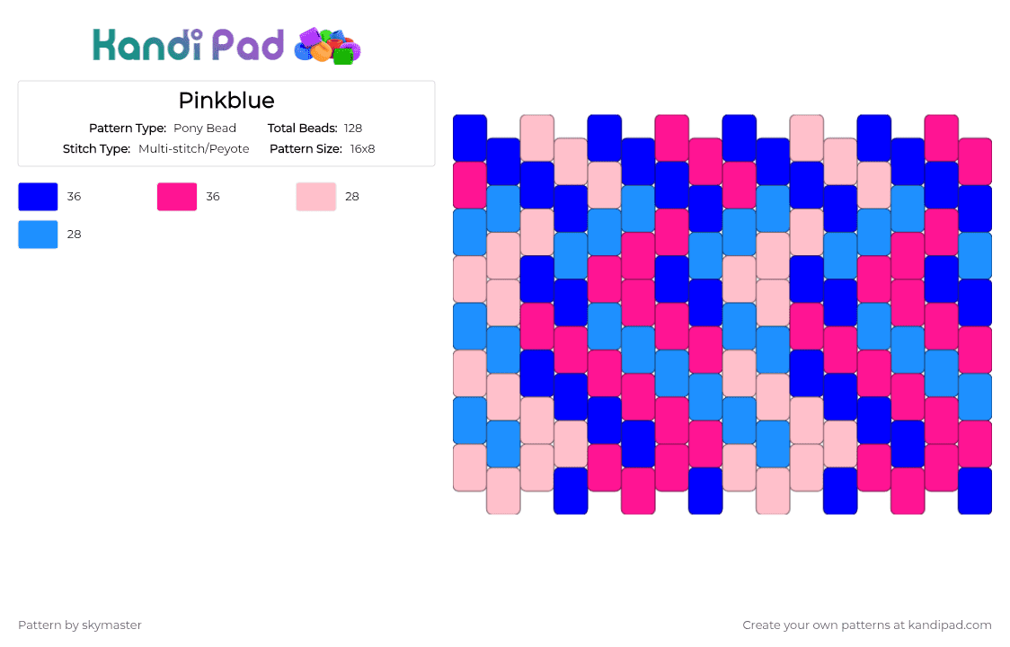 Pinkblue - Pony Bead Pattern by skymaster on Kandi Pad - pink