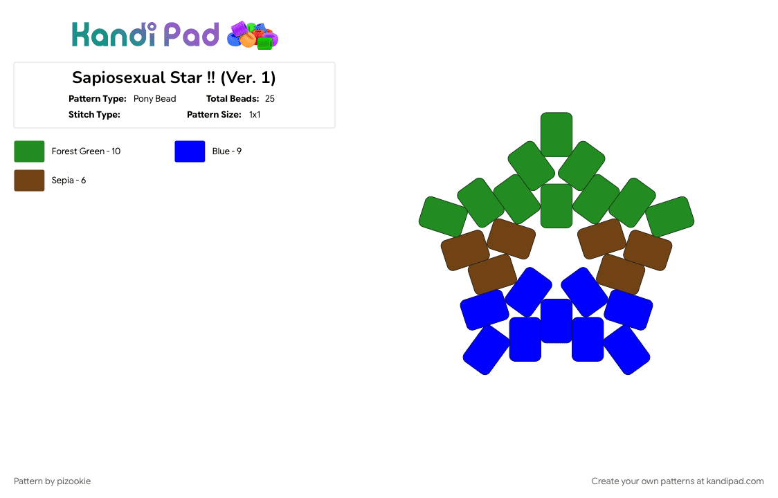 Sapiosexual Star !! (Ver. 1) - Pony Bead Pattern by pizookie on Kandi Pad - 