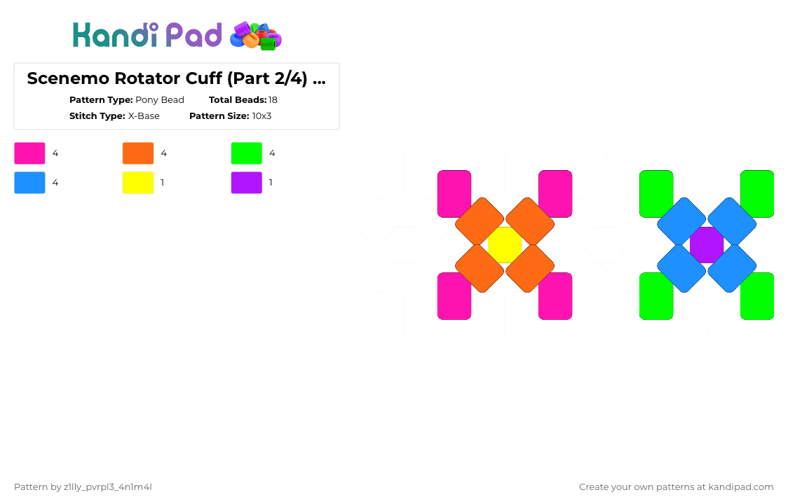 Scenemo Rotator Cuff (Part 2/4) (READ THE DESC) - Pony Bead Pattern by pizookie on Kandi Pad - pink,orange,green,light blue,scenemo,scene,emo,rainbow,rotator cuff,rotator cuffs,bumpers